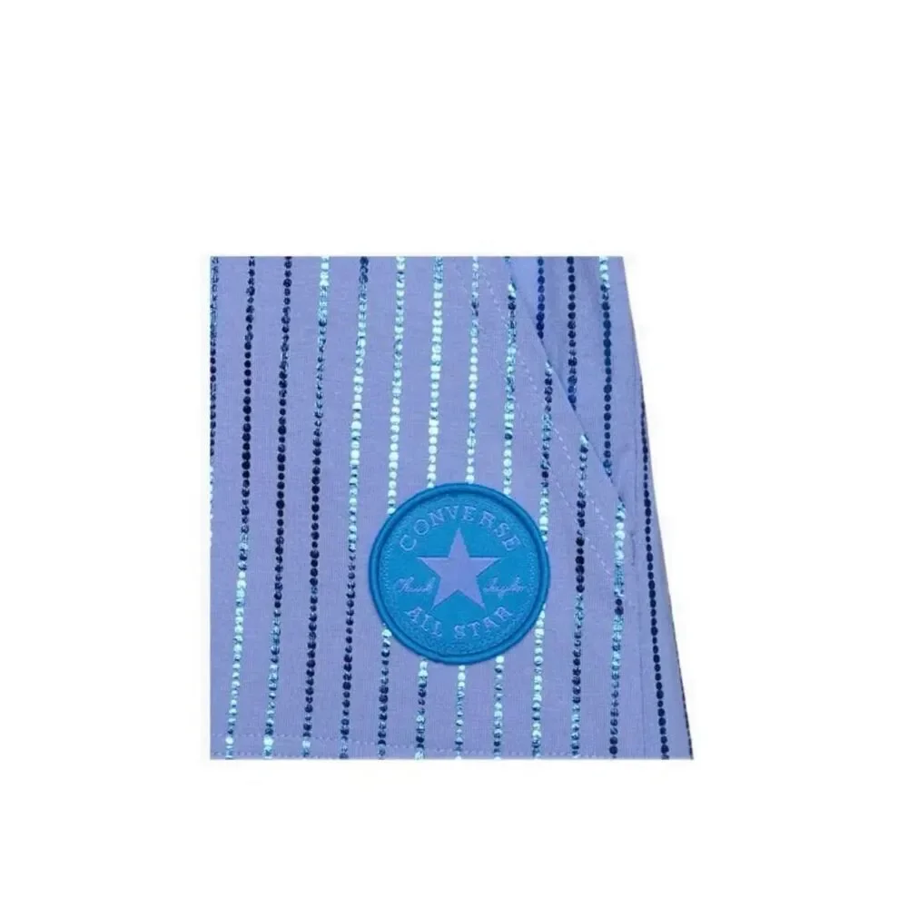 Converse Shine Striped Blue High Rise Pull On 2 Pocket Shorts Size XL New